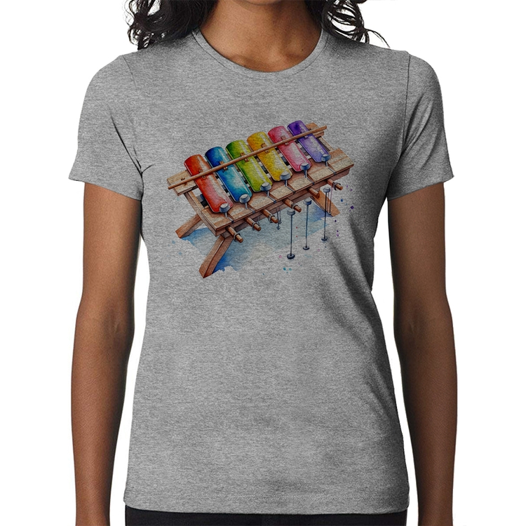 Baby Look Xilofone - Cinza