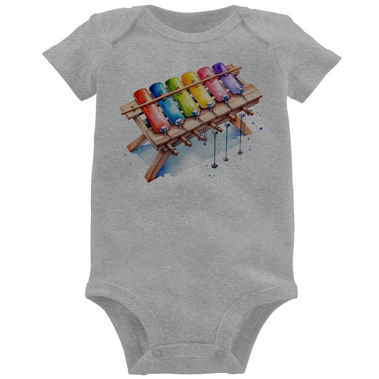 Body Bebê Xilofone - Cinza