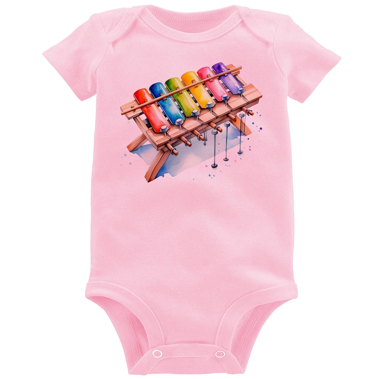 Body Bebê Xilofone - Rosa Bebê
