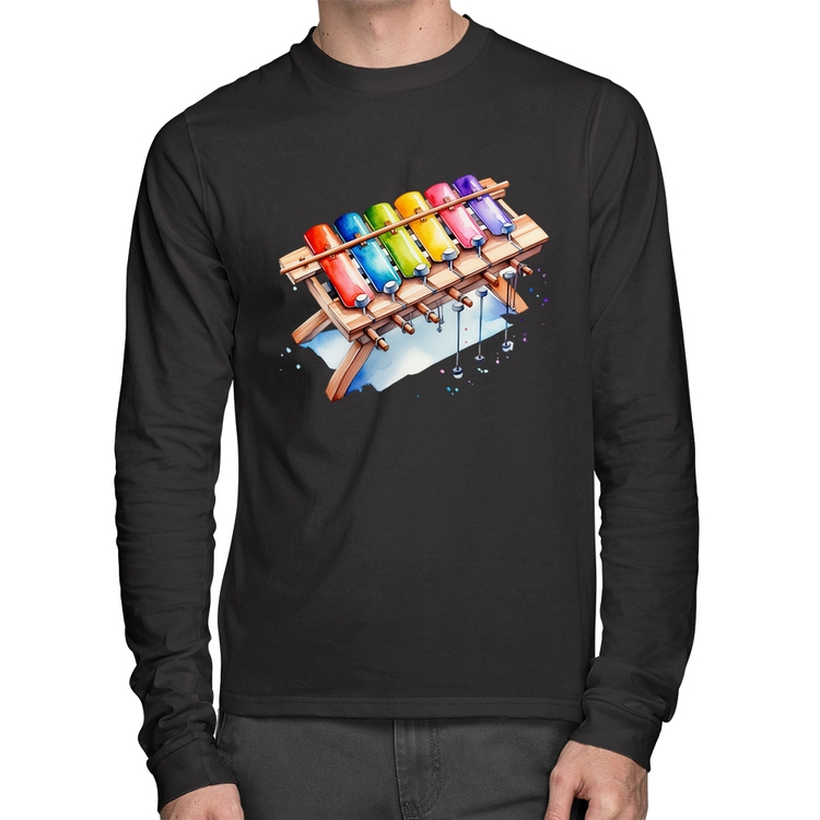Camiseta Algodão Xilofone Manga Longa