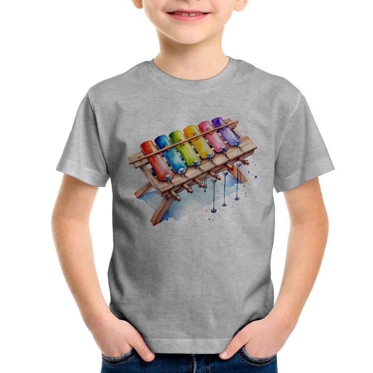 Camiseta Infantil Xilofone - Cinza