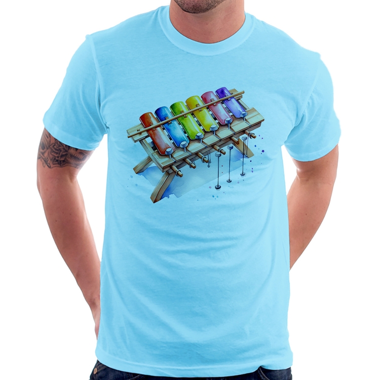 Camiseta Xilofone - Azul Bebê