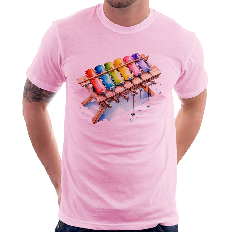 Camiseta Xilofone - Rosa Bebê