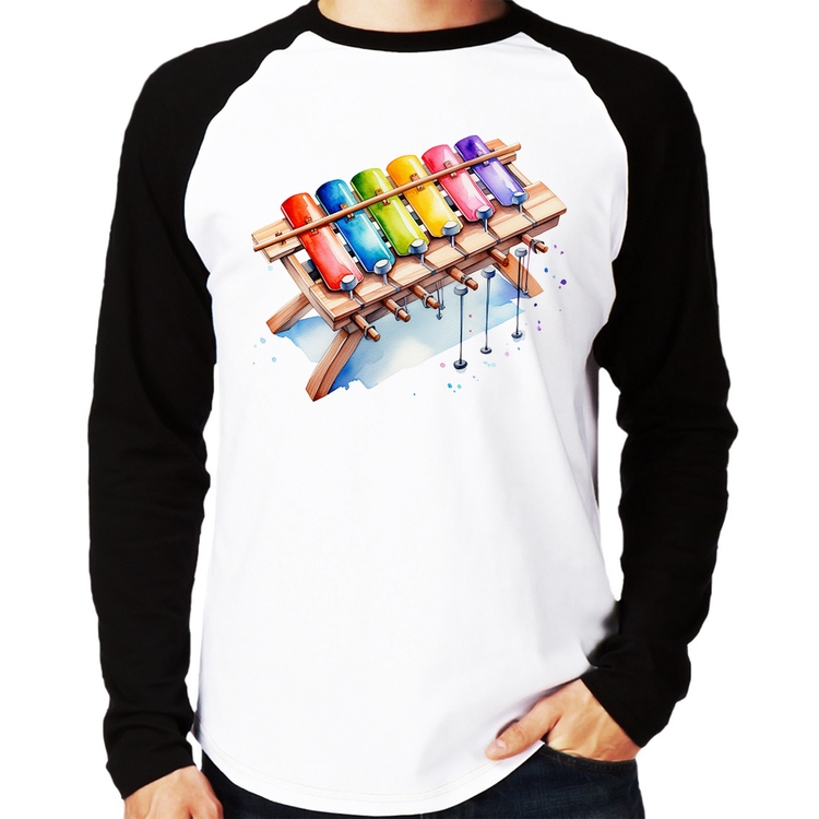 Camiseta Raglan Xilofone Manga Longa