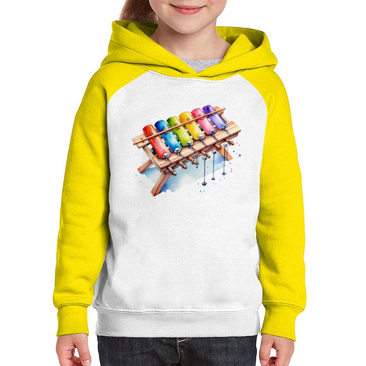 Moletom Infantil Xilofone - Branco/Amarelo