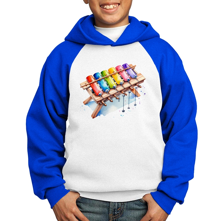 Moletom Infantil Xilofone - Branco/Azul