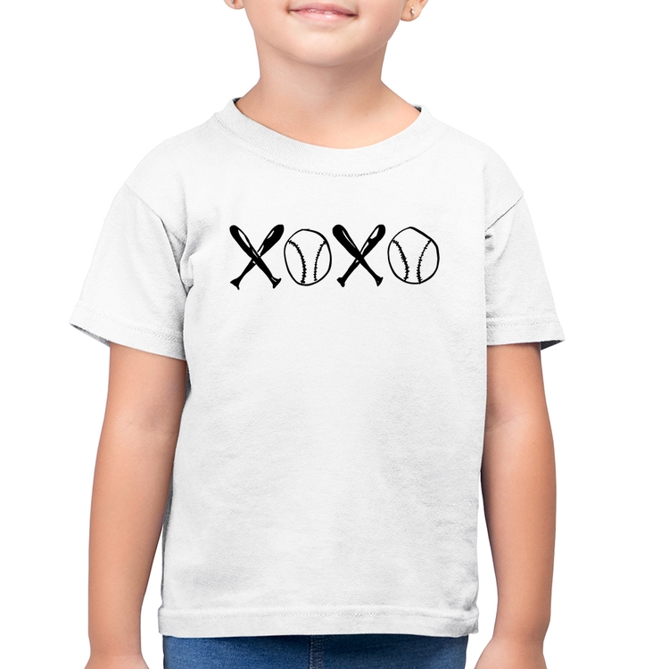 Camiseta Algodão Infantil Xoxo Baseball - Branca
