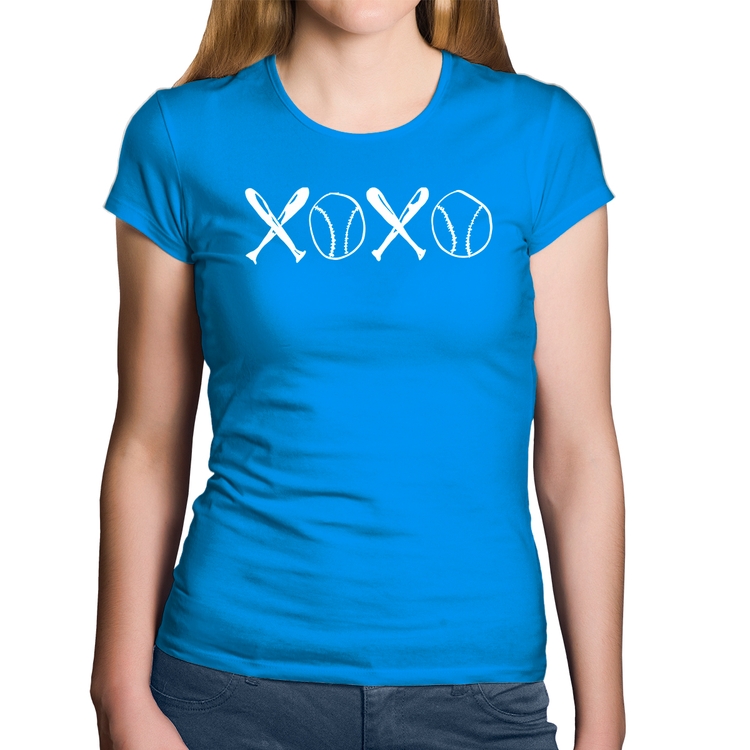 Baby Look Algodão Xoxo Baseball - Azul