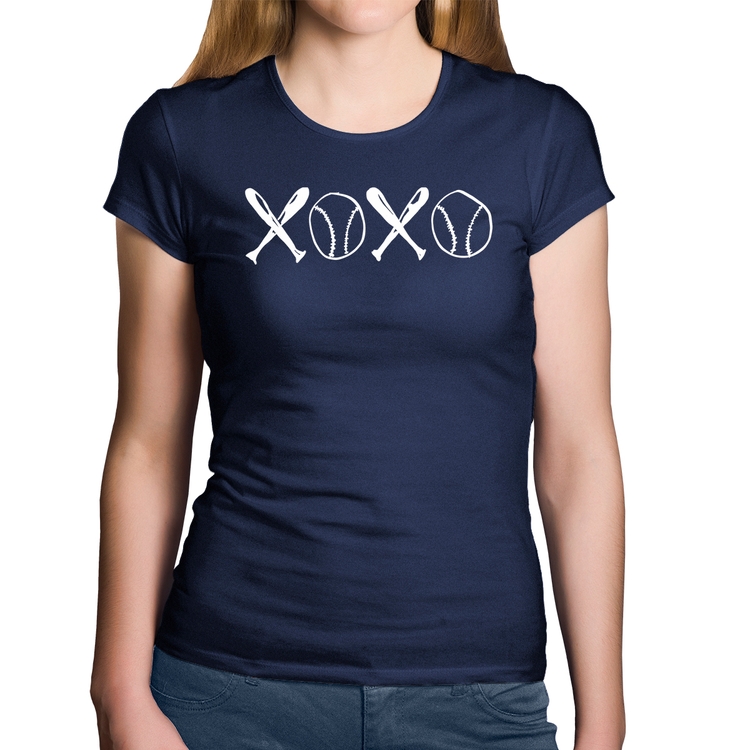 Baby Look Algodão Xoxo Baseball - Marinho