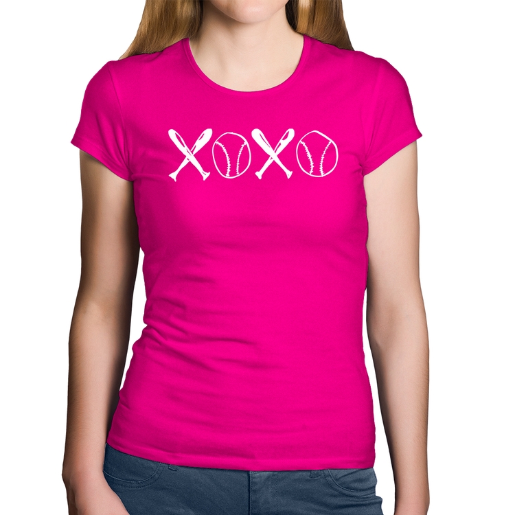 Baby Look Algodão Xoxo Baseball - Rosa