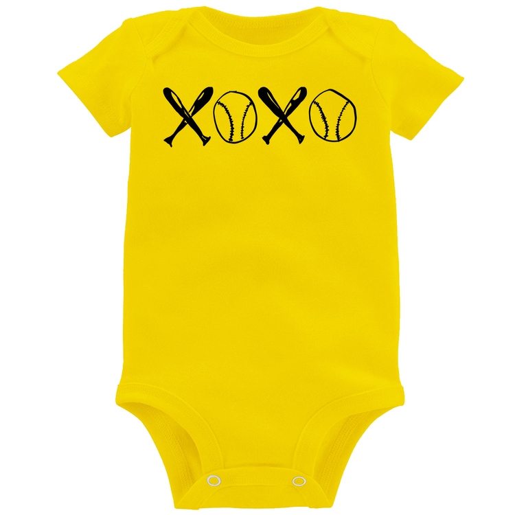 Body Bebê Xoxo Baseball - Amarelo