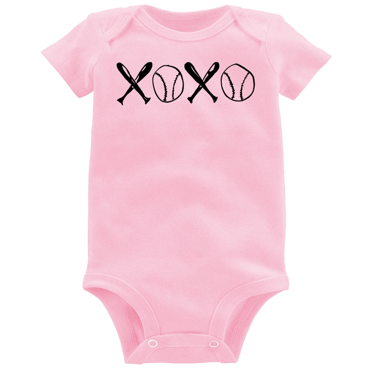 Body Bebê Xoxo Baseball - Rosa Bebê
