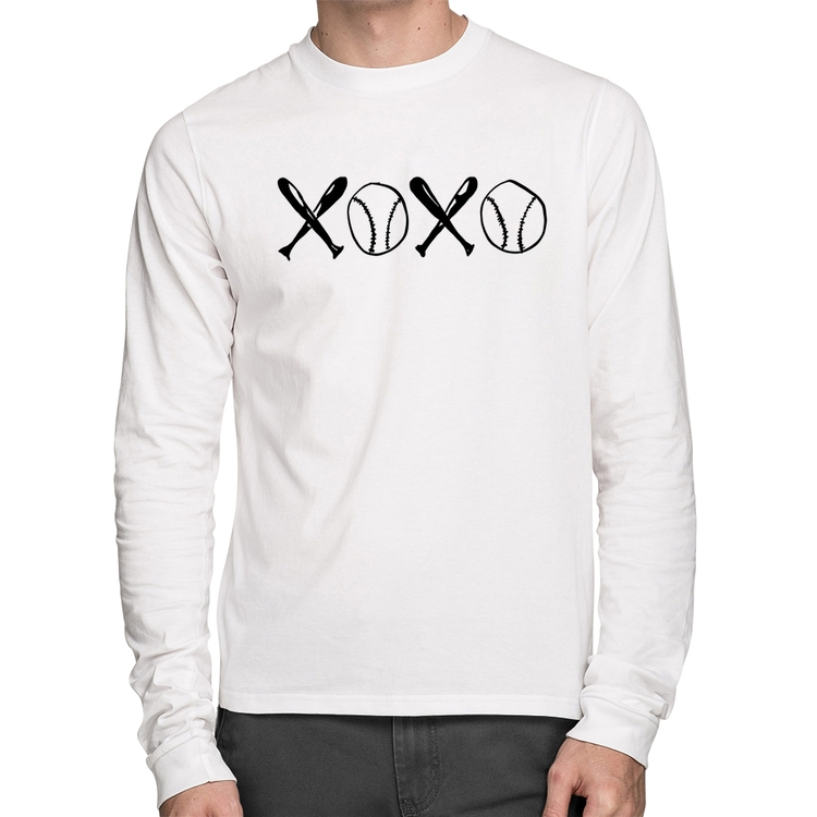Camiseta Algodão Xoxo Baseball Manga Longa - Branca
