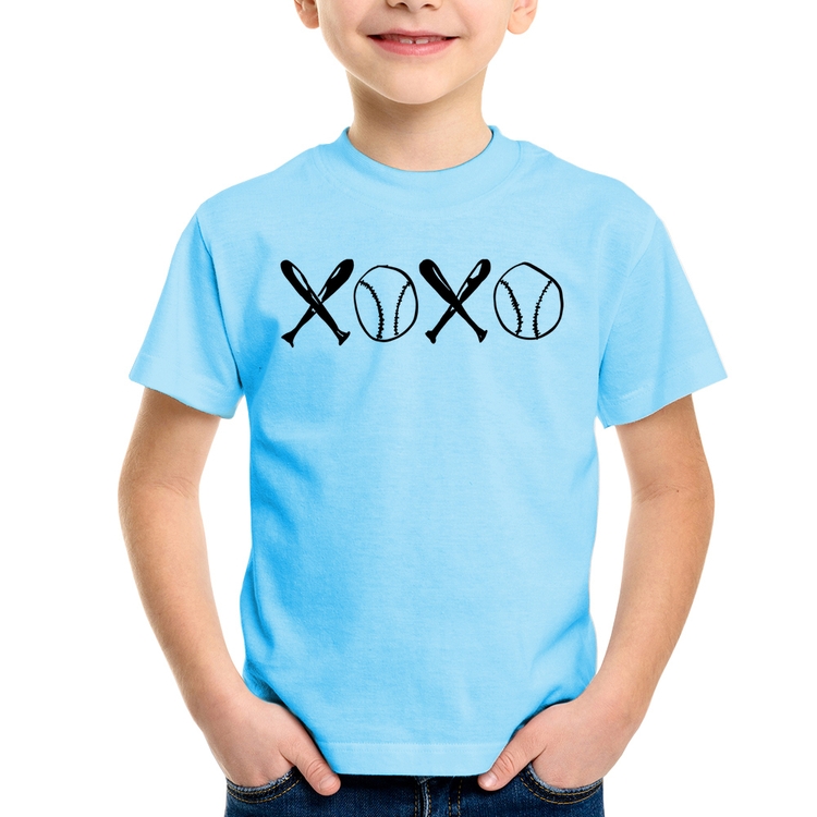 Camiseta Infantil Xoxo Baseball - Azul Bebê