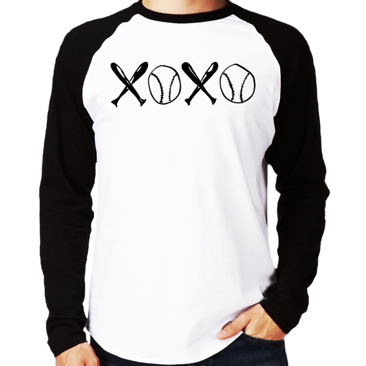 Camiseta Raglan Xoxo Baseball Manga Longa