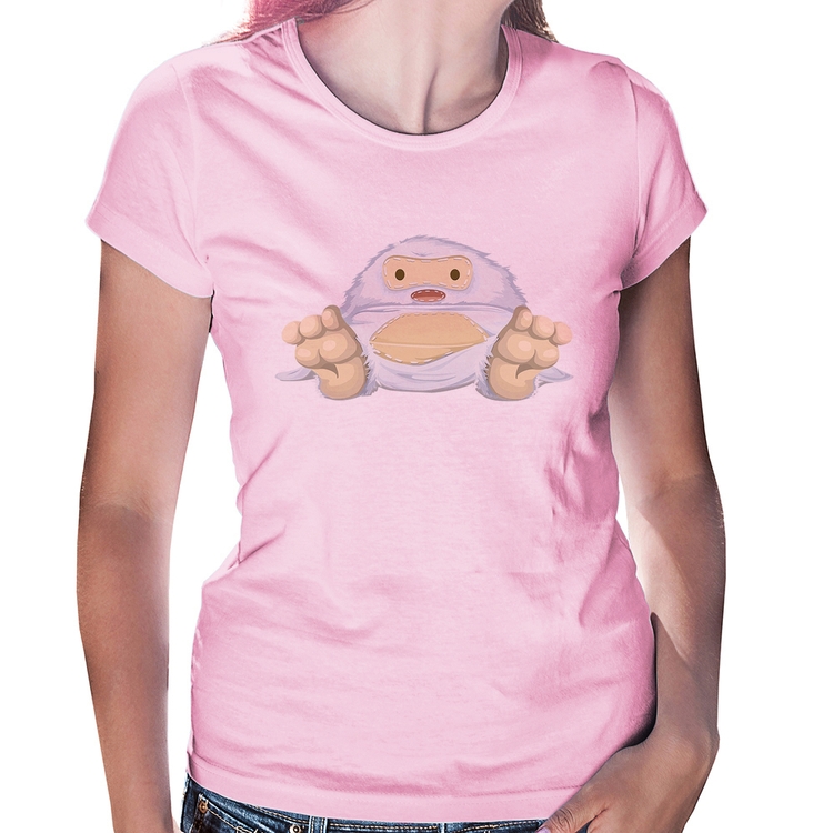 Baby Look Yeti O Abominável Homem das Neves  - Rosa Bebê