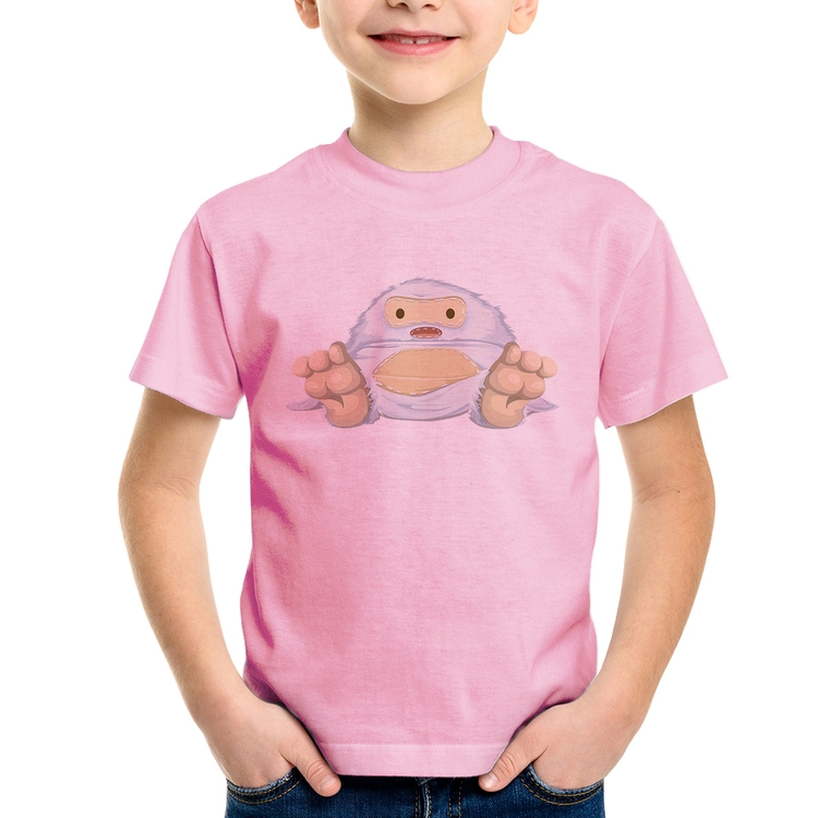 Camiseta Infantil Yeti O Abominável Homem das Neves  - Rosa Bebê