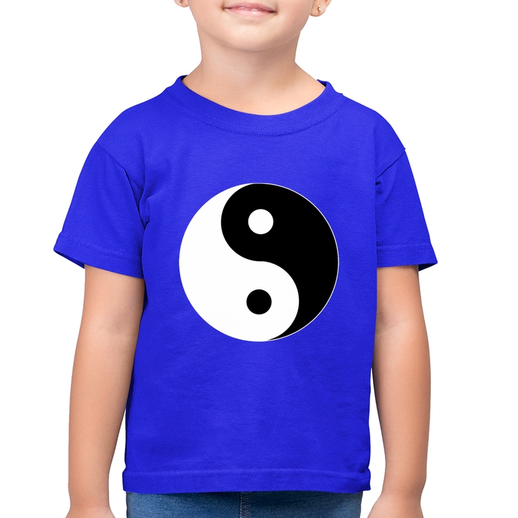 Camiseta Algodão Infantil Yin-Yang - Azul Royal