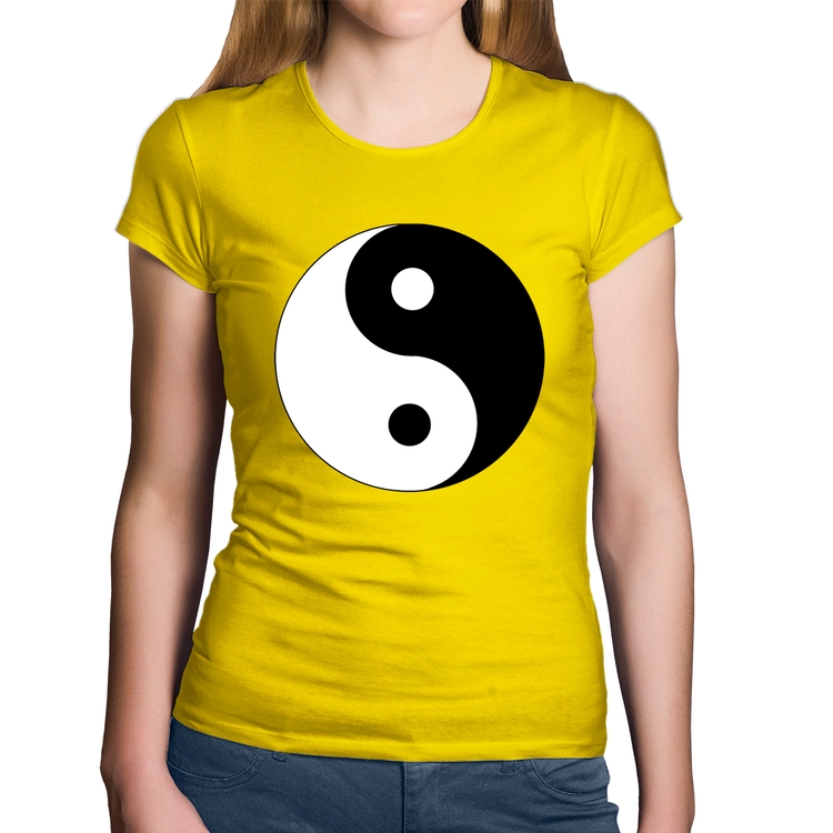 Baby Look Algodão Yin-Yang - Amarela