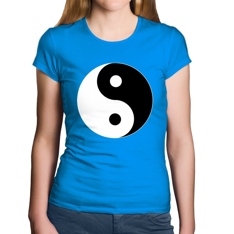 Baby Look Algodão Yin-Yang - Azul