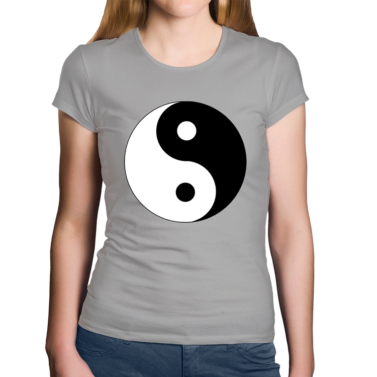 Baby Look Algodão Yin-Yang - Cinza