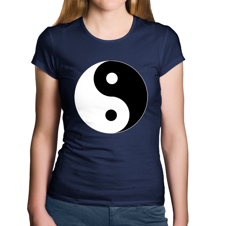 Baby Look Algodão Yin-Yang - Marinho