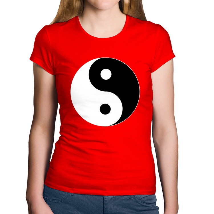 Baby Look Algodão Yin-Yang - Vermelha