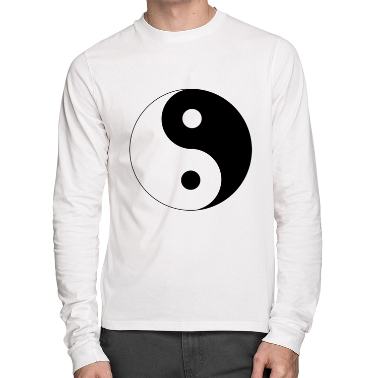 Camiseta Algodão Yin-Yang Manga Longa - Branca