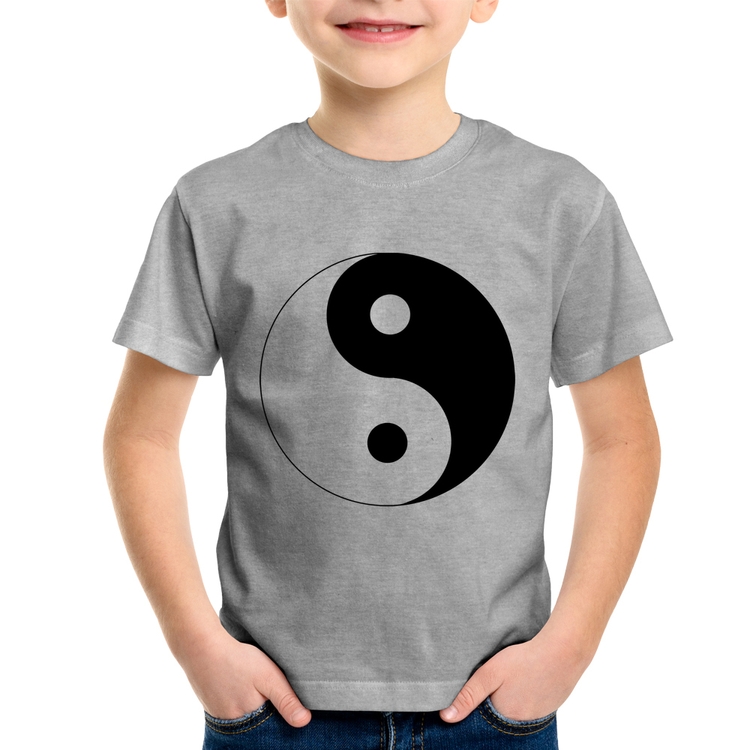 Camiseta Infantil Yin-Yang - Cinza