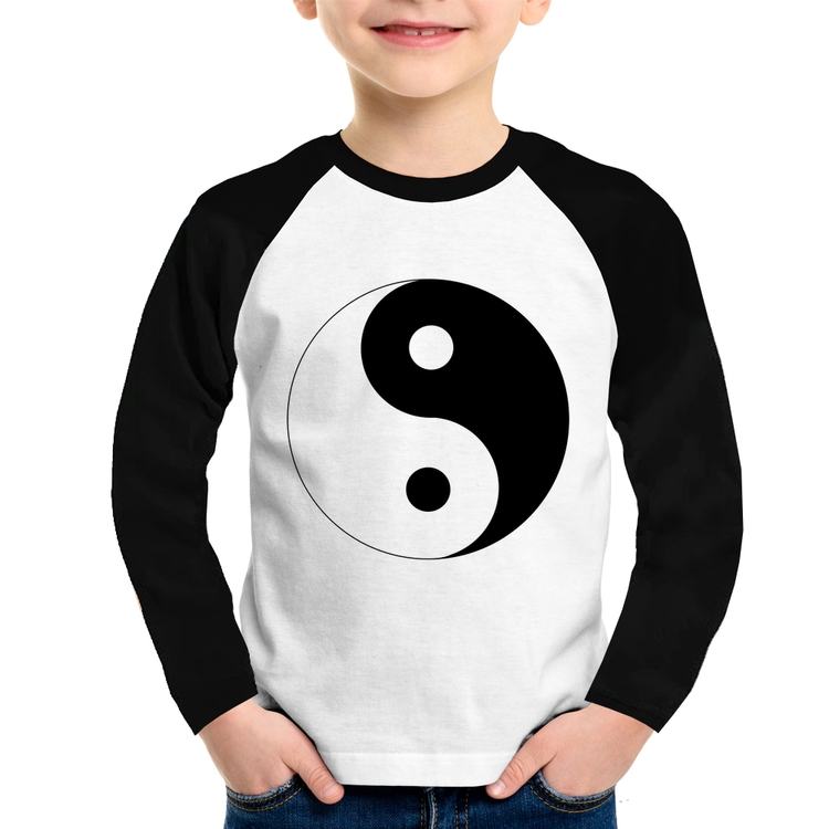 Camiseta Raglan Infantil Yin-Yang Manga Longa