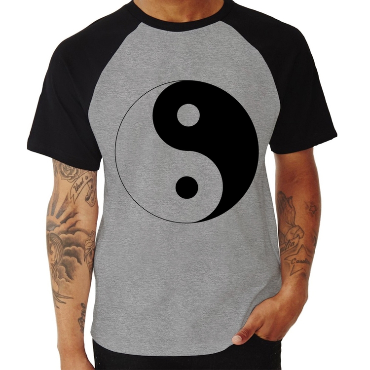 Camiseta Raglan Yin-Yang - Cinza/Preto