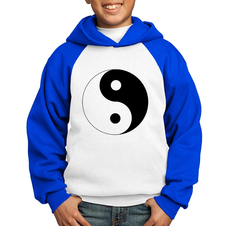 Moletom Infantil Yin-Yang - Branco/Azul