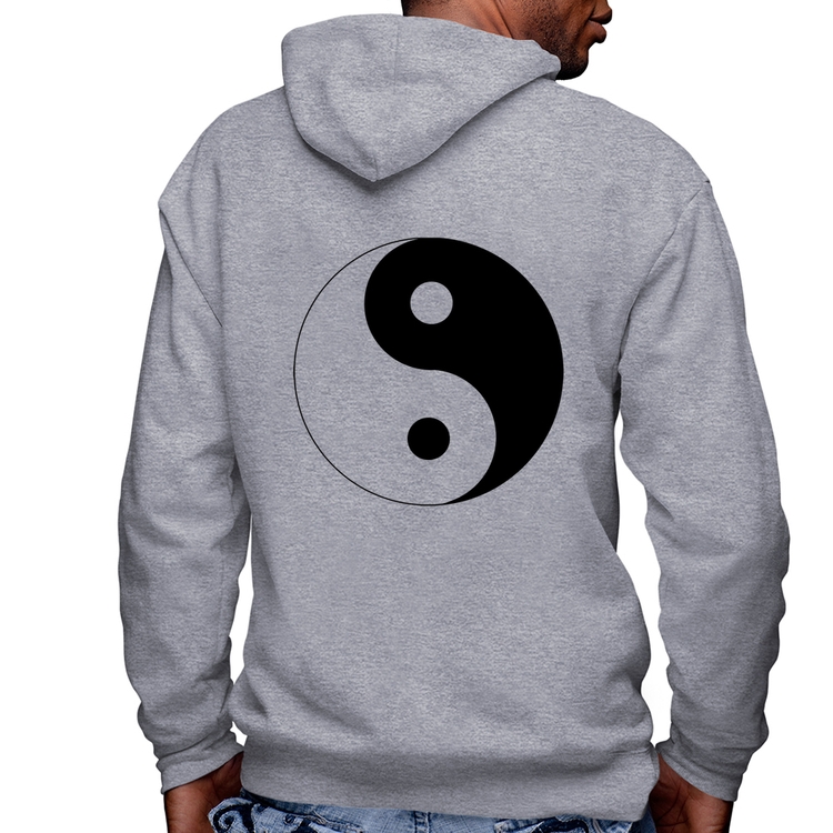 Blusa Moletom Yin-Yang Masculina com Capuz e Zíper - Mescla