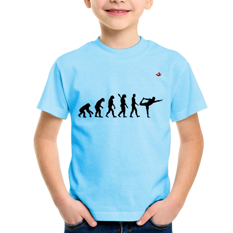 Camiseta Infantil Yoga Evolução do Yogi - Azul Bebê