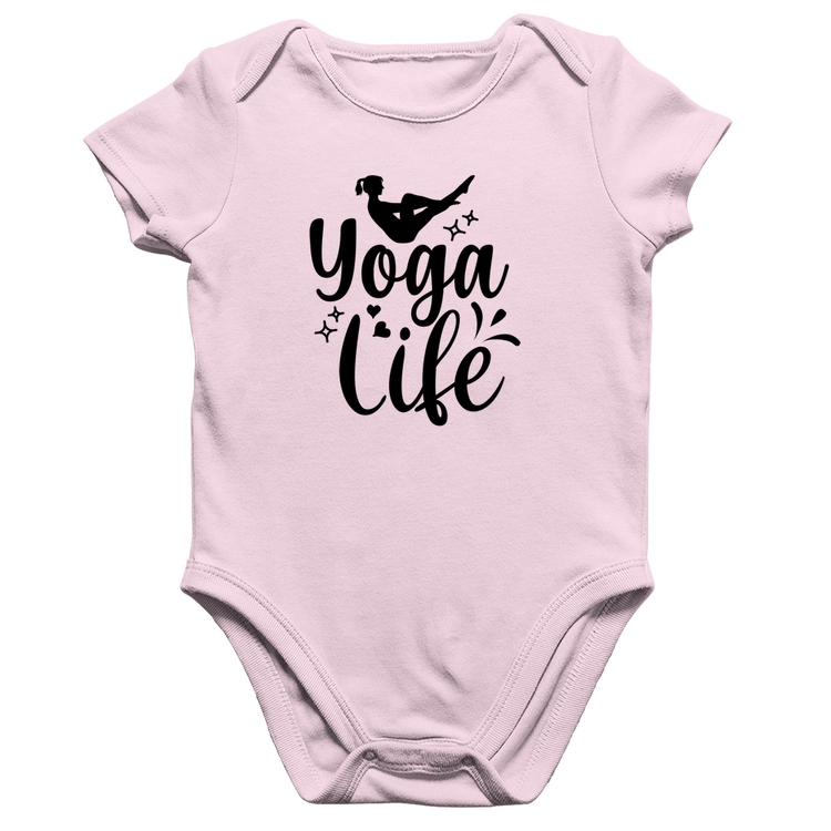 Body Bebê Algodão Yoga Life - Rosa Bebê