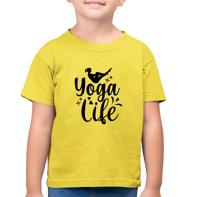 Camiseta Algodão Infantil Yoga Life - Amarelo Canário
