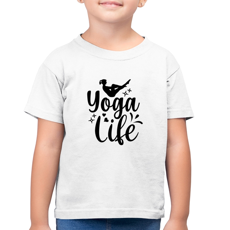 Camiseta Algodão Infantil Yoga Life - Branca