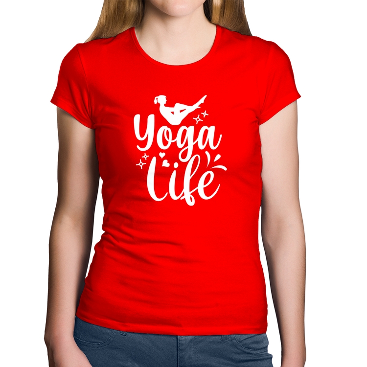 Baby Look Algodão Yoga Life - Vermelha