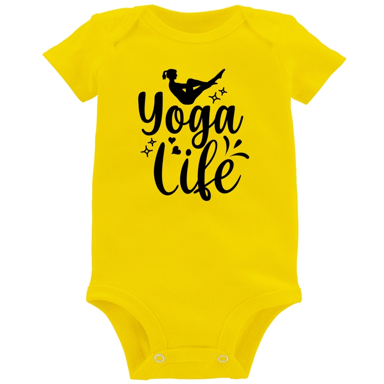 Body Bebê Yoga Life - Amarelo