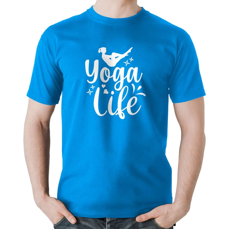 Camiseta Algodão Yoga Life - Azul