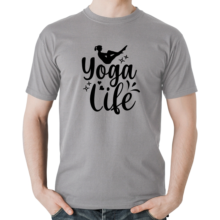 Camiseta Algodão Yoga Life - Cinza