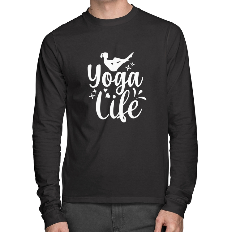 Camiseta Algodão Yoga Life Manga Longa