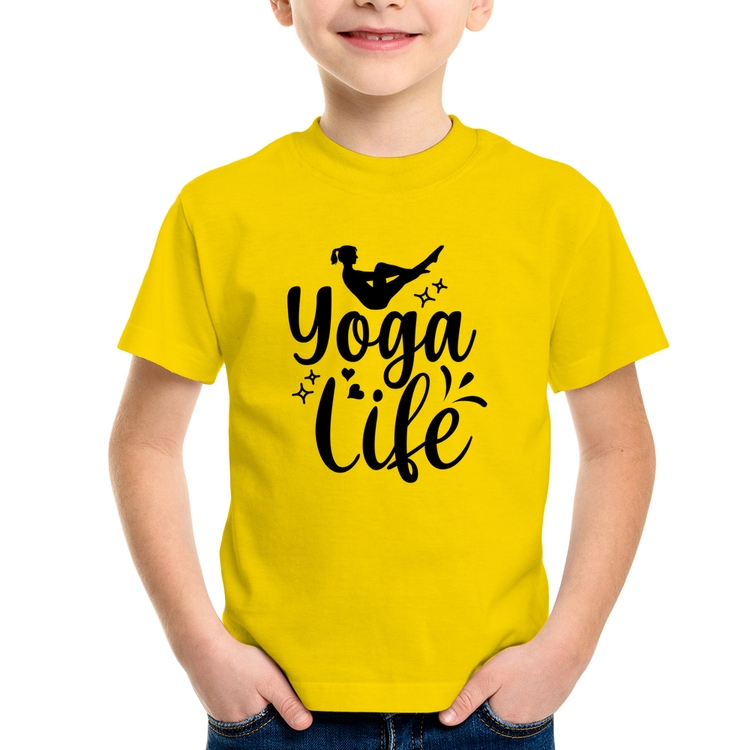 Camiseta Infantil Yoga Life - Amarela