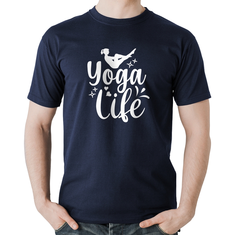 Camiseta Algodão Yoga Life - Marinho