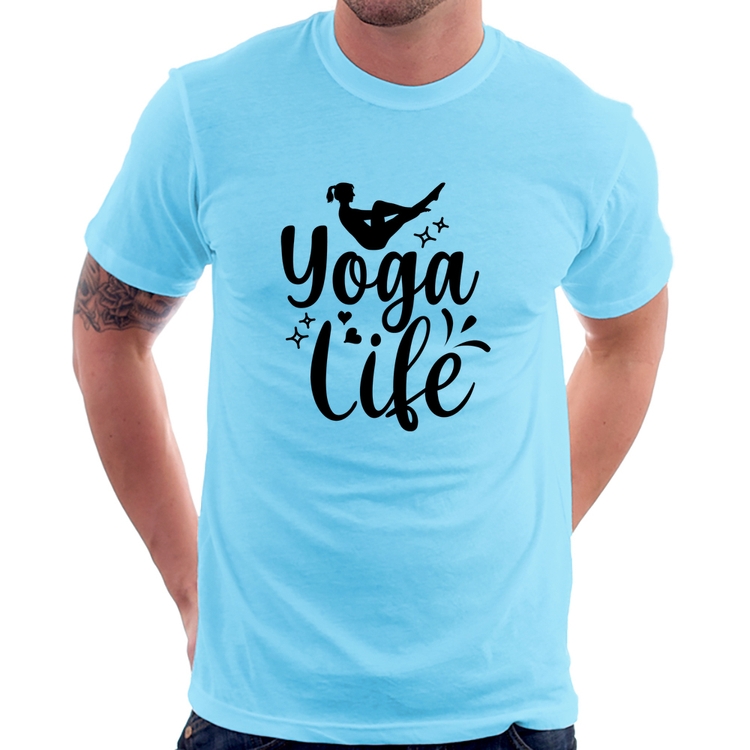 Camiseta Yoga Life - Azul Bebê