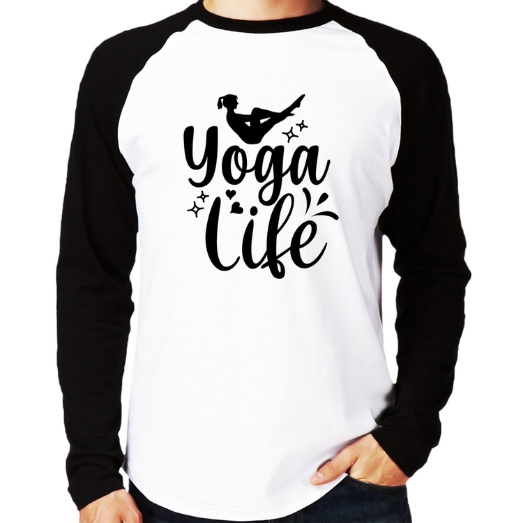 Camiseta Raglan Yoga Life Manga Longa