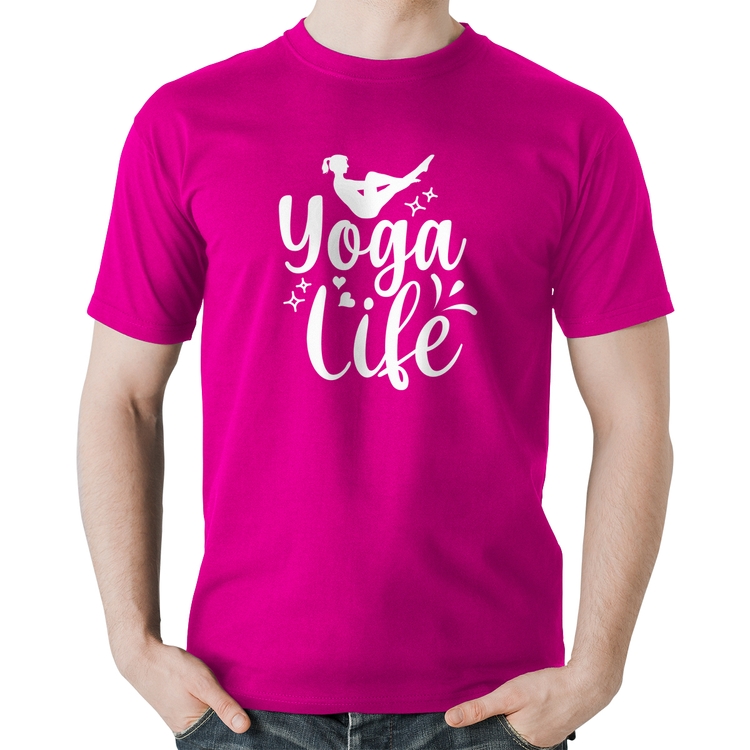 Camiseta Algodão Yoga Life - Rosa