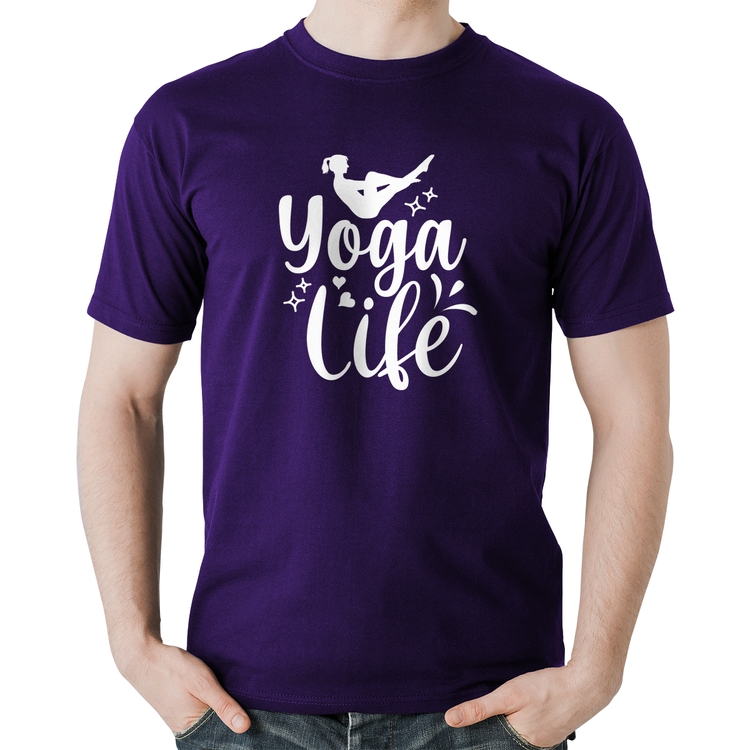 Camiseta Algodão Yoga Life - Roxa