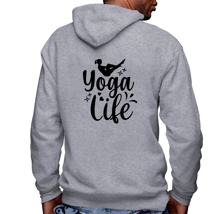 Blusa Moletom Yoga Life Masculina com Capuz e Zíper - Mescla