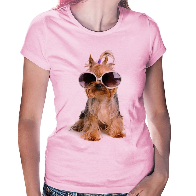 Baby Look Yorkshire de Óculos - Rosa Bebê